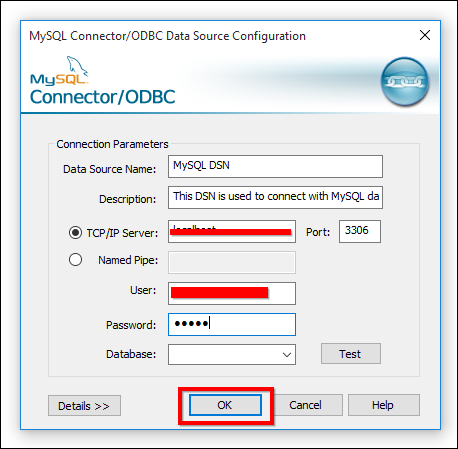 MySQL Connector/ODBC Configuration