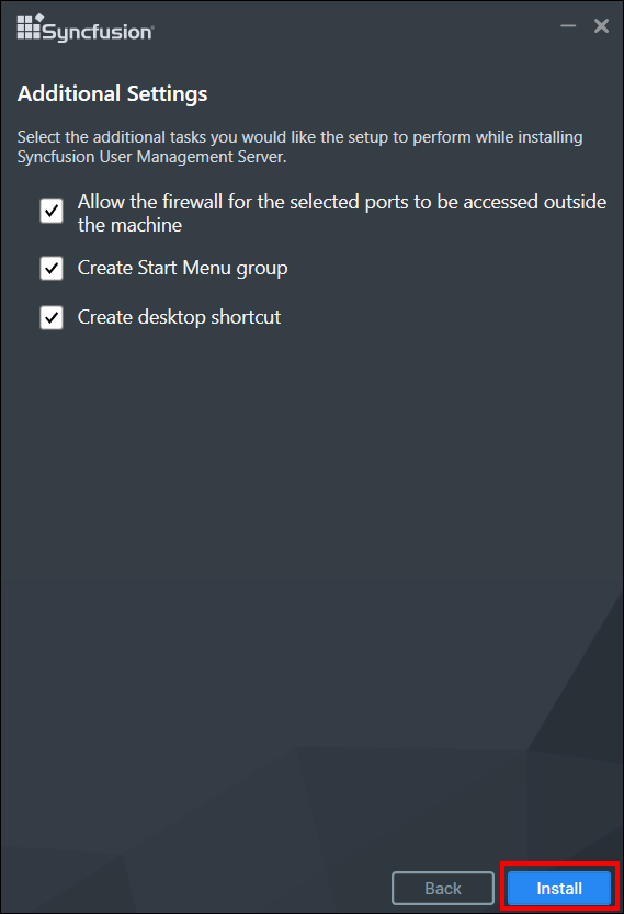 Additional Settings while install