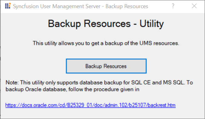 Backup Utility Oracle