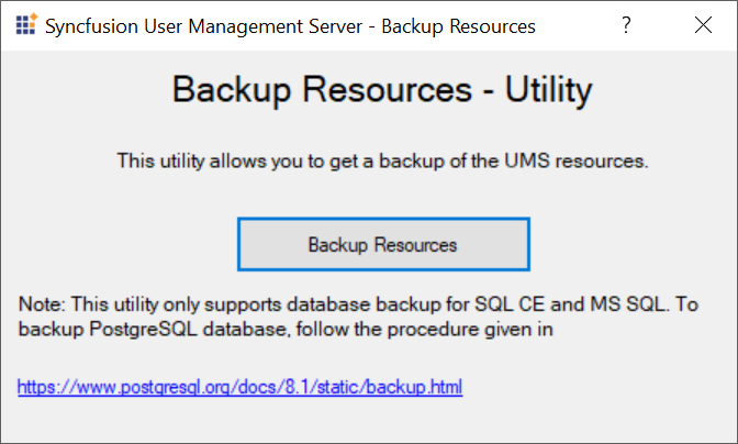 Backup Utility PostgreSQL