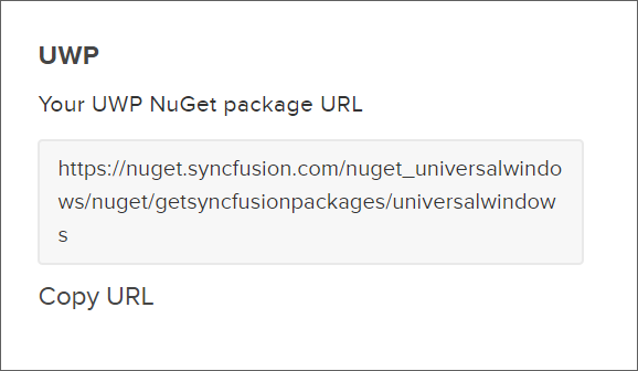 Syncfusion UWP NuGet feed URL