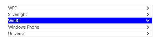 Accordion items displayed in collapsed state with header