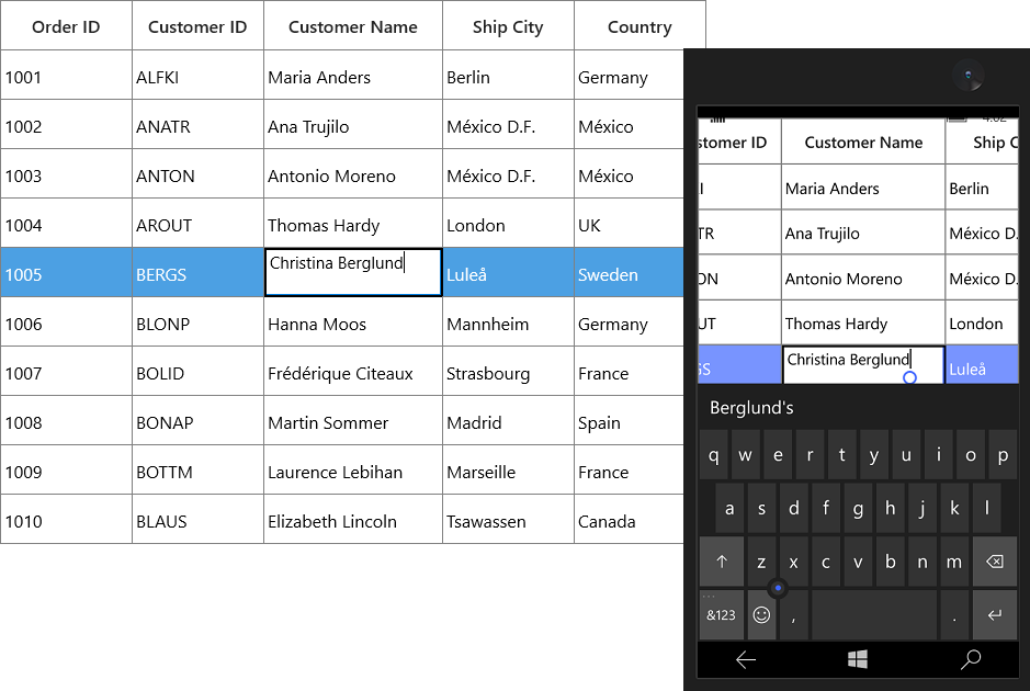 UWP DataGrid Cell Editing