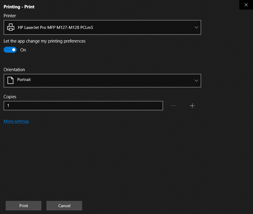 Disable the print preview in UWP DataGrid
