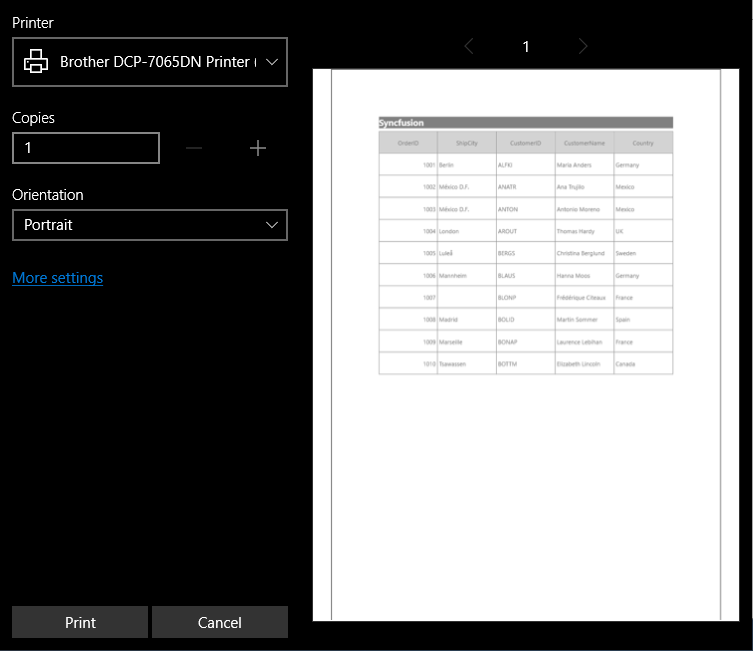 Customized HeaderTemplate and HeaderHeight in print preview window for UWP DataGrid