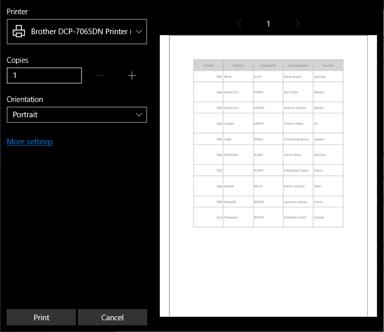Customization of row height while printing in UWP DataGrid