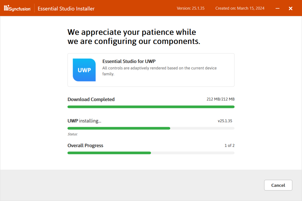 Download and Installation progress install/uninstall