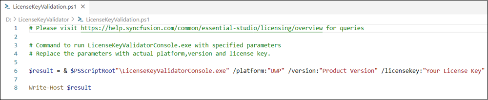 LicenseKeyValidation script