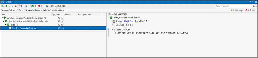 License Validation Success Message