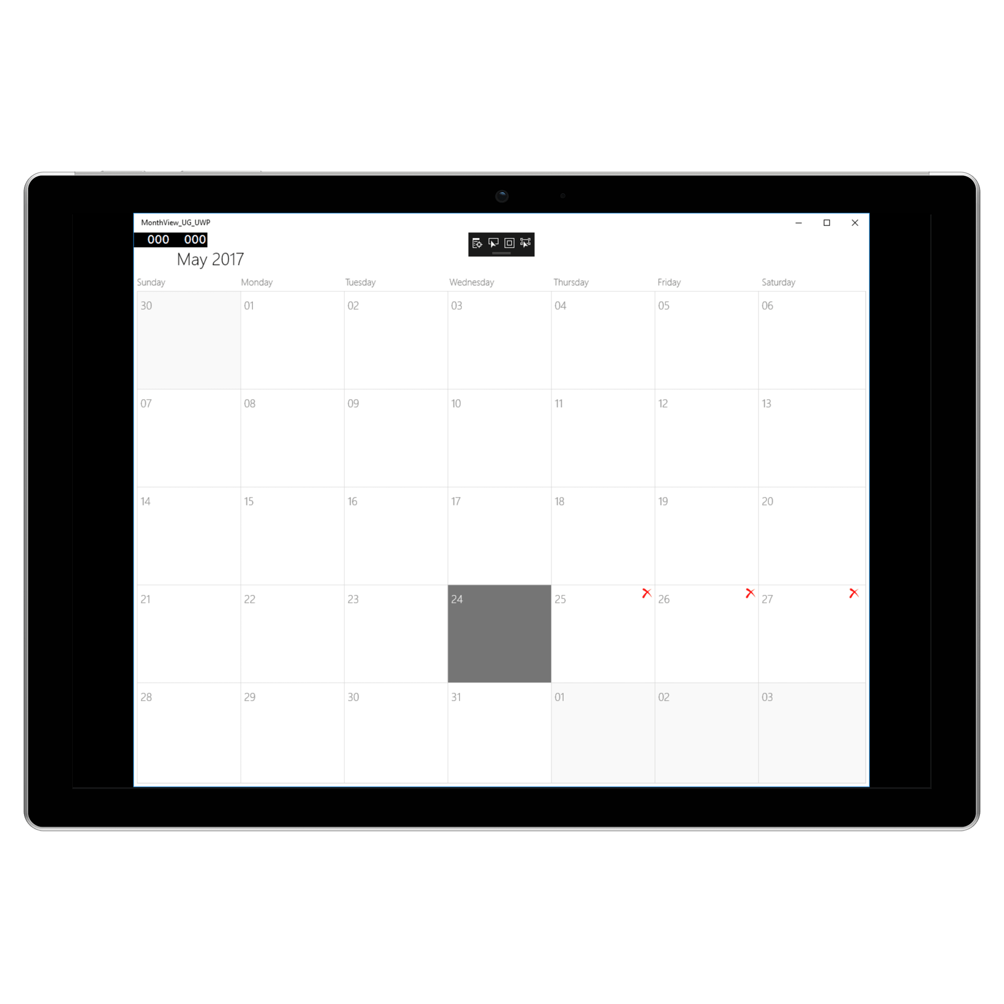 Restricted days in month view UWP Schedule