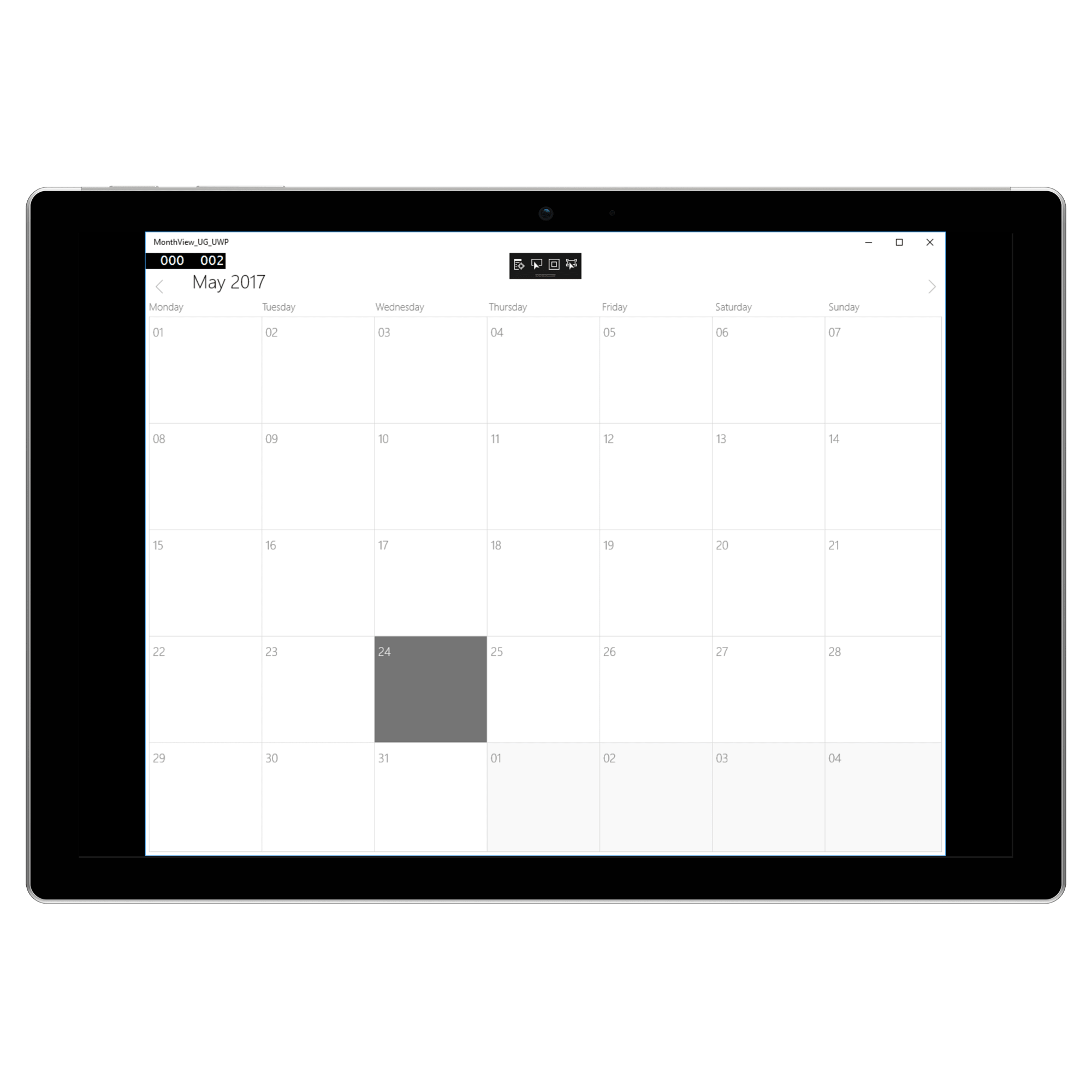 FirstDayOfWeek in Month UWP Schedule