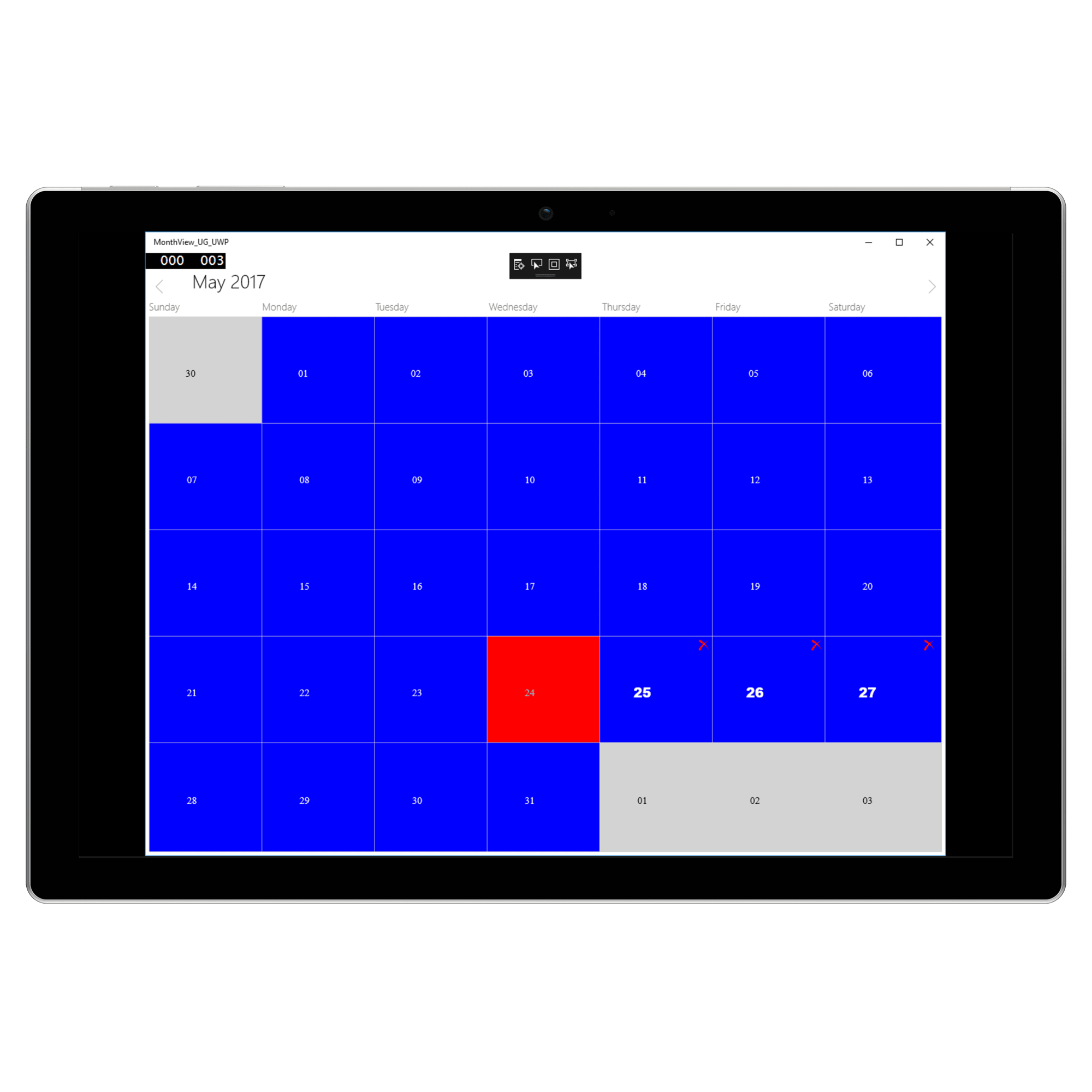 Customize the month cell using event in UWP Schedule
