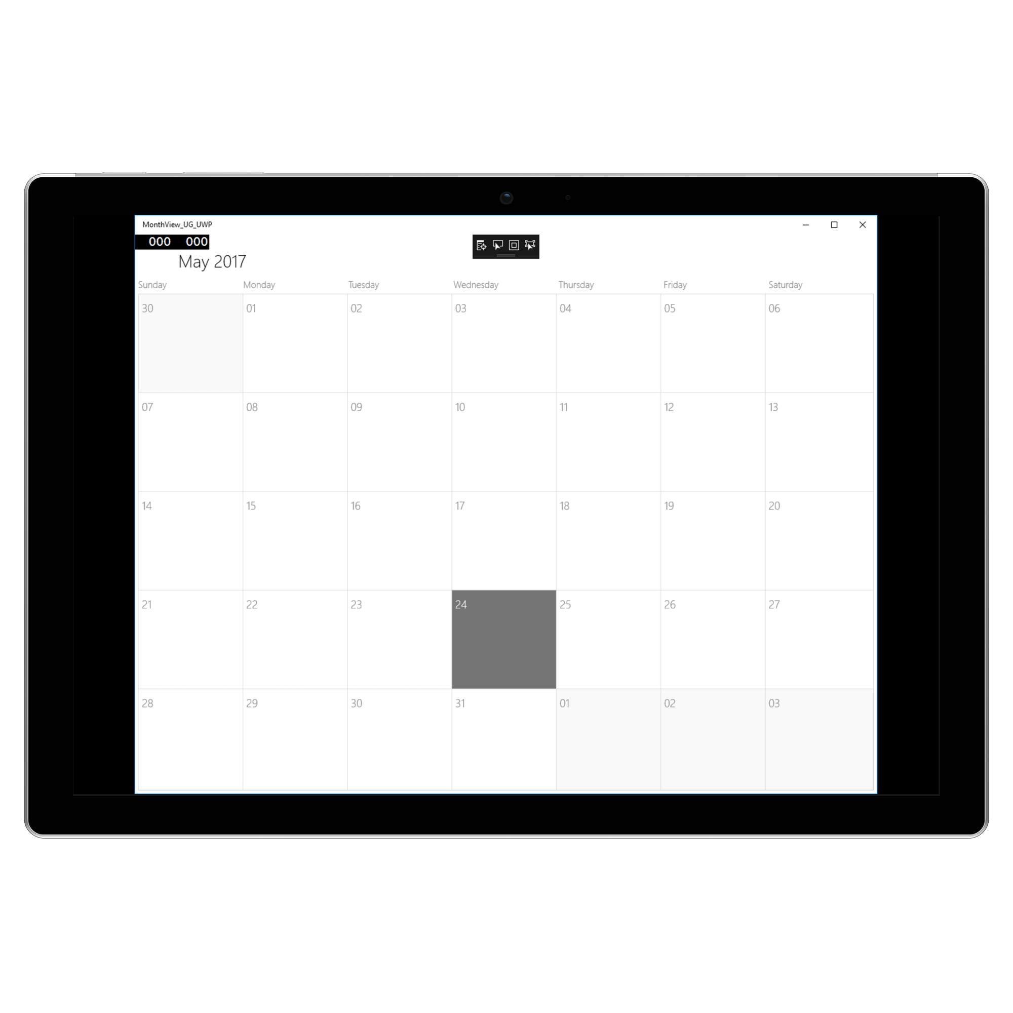 Month View in UWP Schedule