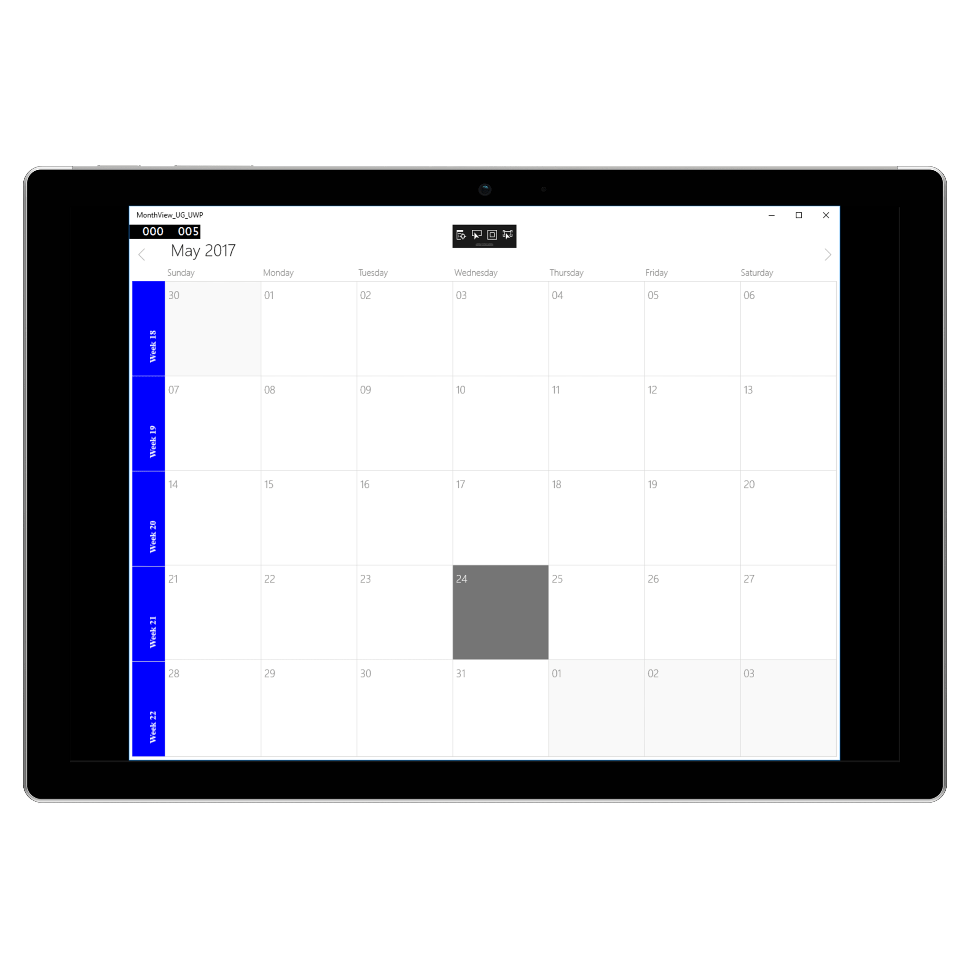 Week number appearance in UWP Schedule