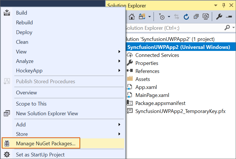 NuGet package manager add-in for windows