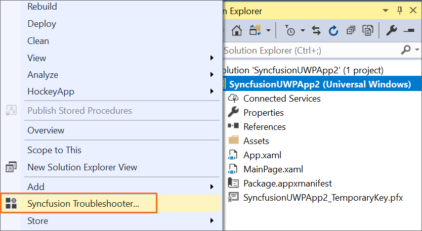 Syncfusion Troubleshooter add-in