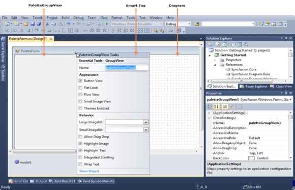 Palette group view added to designer in WindowsForms Diagram