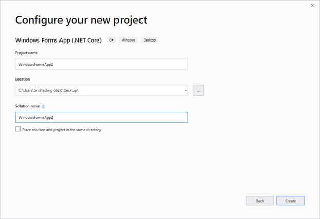 NETcore showing configure the project