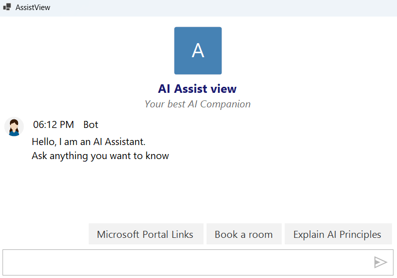 WindowsForms AI AssistView Initial Banner Avatar