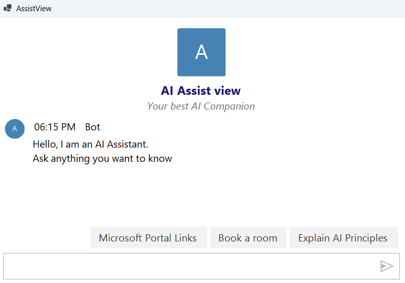 WindowsForms AI AssistView Initial Bot Message Avatar