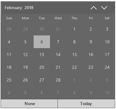 WindowsForms Calendar office2016 dark gray theme