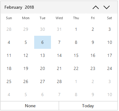 WindowsForms Calendar office2016 white theme