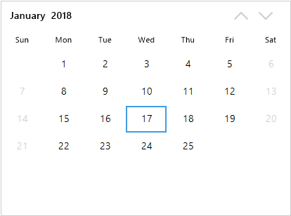 Windows Forms SfCalendar showing BlackOutDates