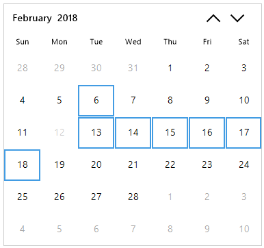 Multiple date selection