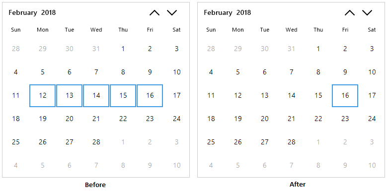 Clear selection dates