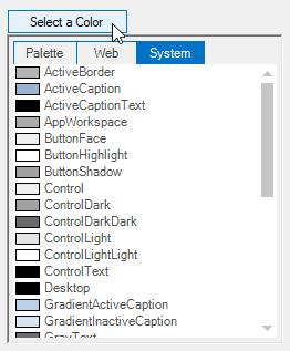 Windows Forms ColorPickerButton showing the dropdown