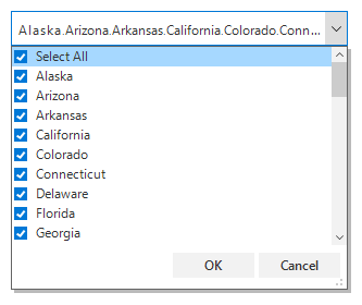 Selecting all the items in drop-down