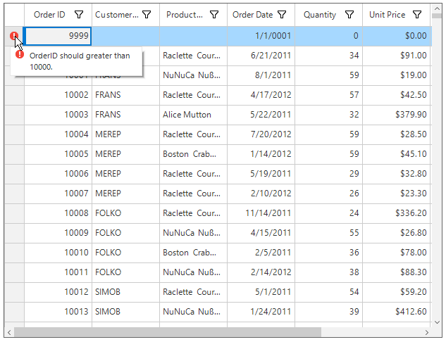 Windows forms datagrid showing validate the cell in addnewrow