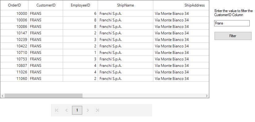 Pagecount of datapager changed at runtime after filtering in winforms datagrid