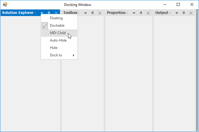 Enable and disable menu item in caption of Dock window