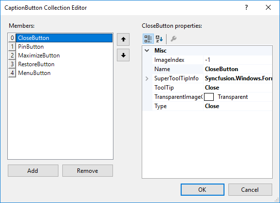 Customize behavior of custom buttons in Dock window