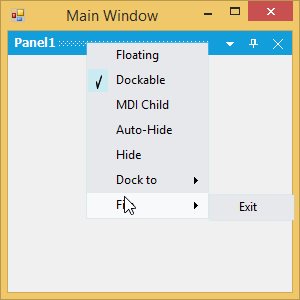 Dock window context menu item