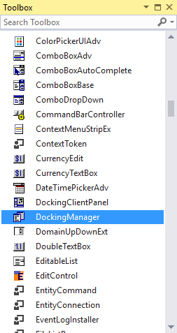 Drag and drop DockingManager from toolbox
