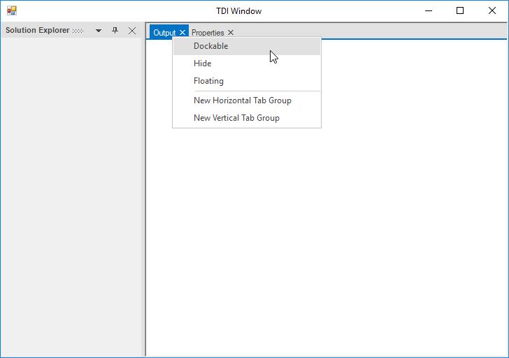 Document window can move to dock state using context menu item