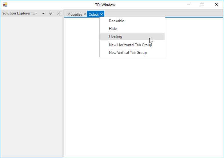 Document window can move to float state using context menu item