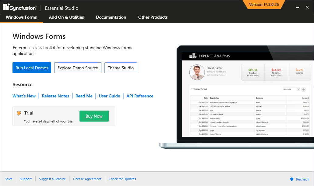 Syncfusion Windows Forms Controls Panel