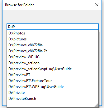 wf folder browser auto complete path
