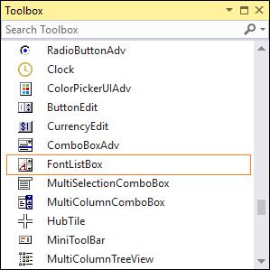 Drag and drop FontListBox from toolbox in WindowsForms