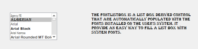 WindowsForms FontListBox showing change the text style