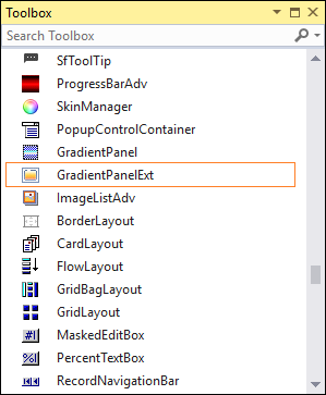 Drag and drop GradientPanelExt from toolbox