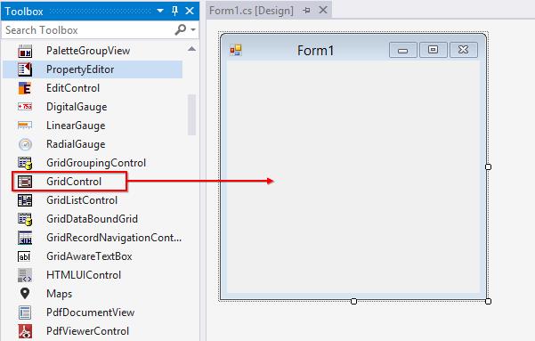 windows forms grid control is dragged from toolbox