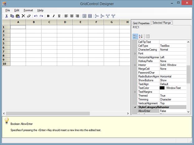 windows forms grid control showing edited page