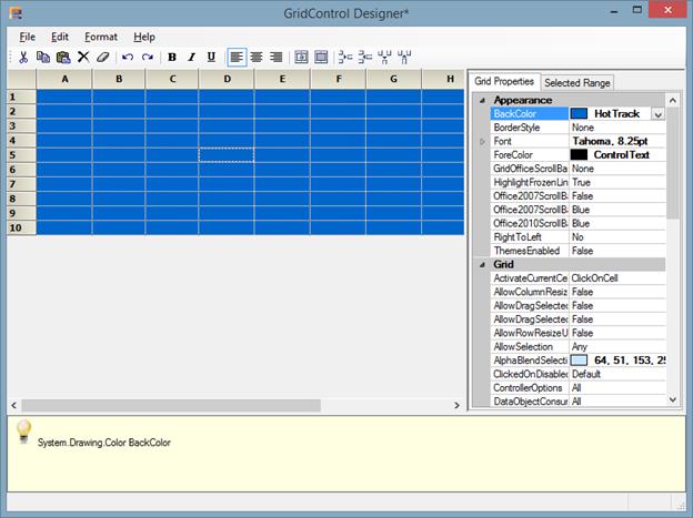 windows forms grid control applying backcolor of whole grid