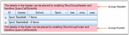 Group Headers and Footers in Data Presentation for Grid Grouping Control