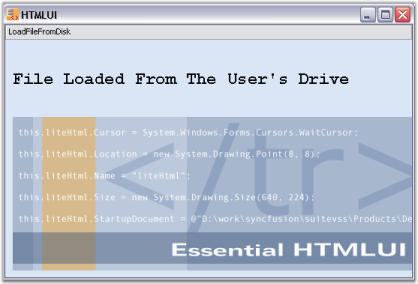 Disk file loaded in HTMLUIContrl