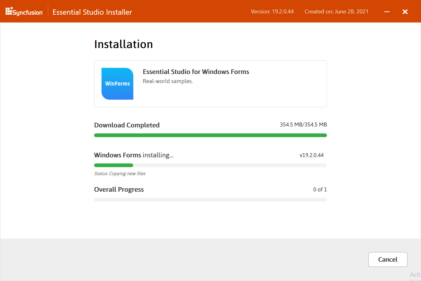 Download and Installation progress install